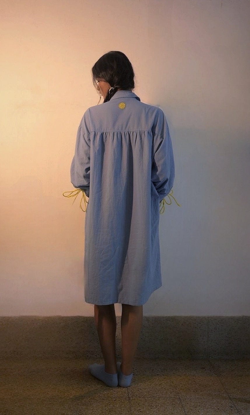 Deeta Mavi shirt dress featuring a relaxed fit, collar, and button-down front, perfect for casual and stylish occasions.