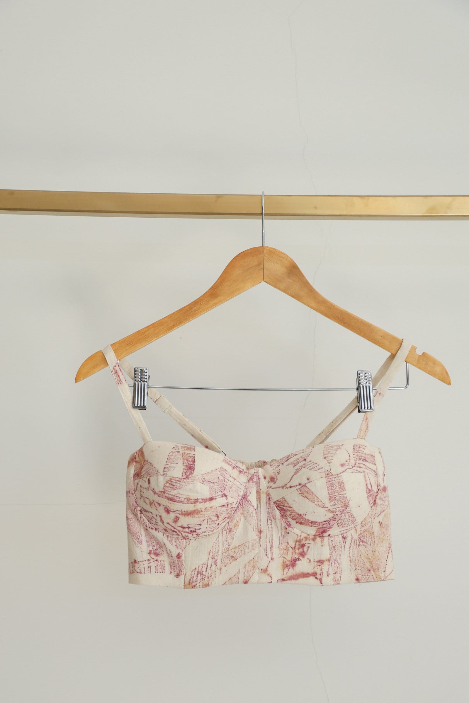 Pink foliage Alternative 3-piece coord set with bralette featuring vibrant pink and green botanical print and comfortable fit.
