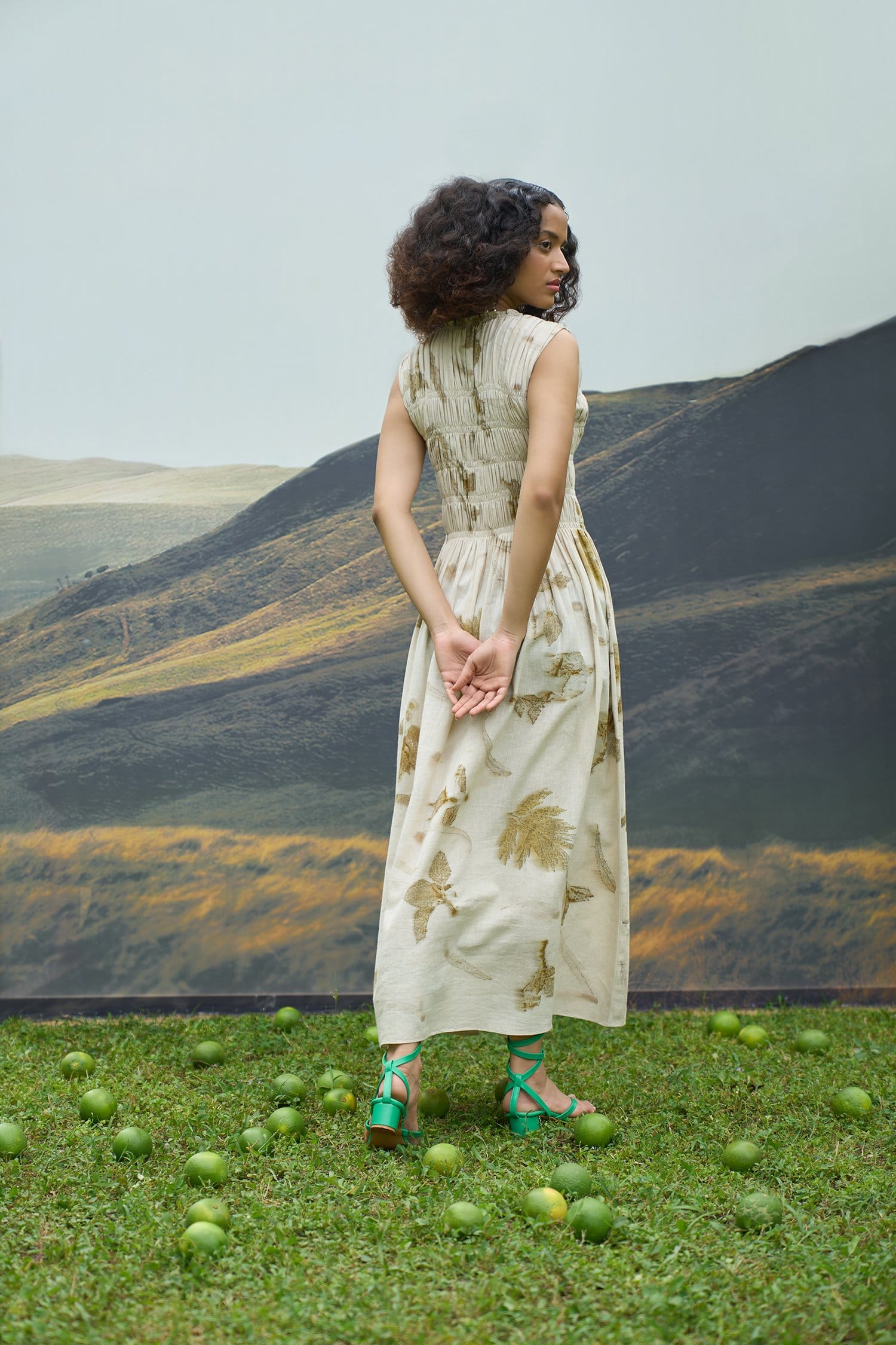 Alternative Live leafy bell dress, short dress style with vibrant leafy pattern, shown in a stylish and flowing design.