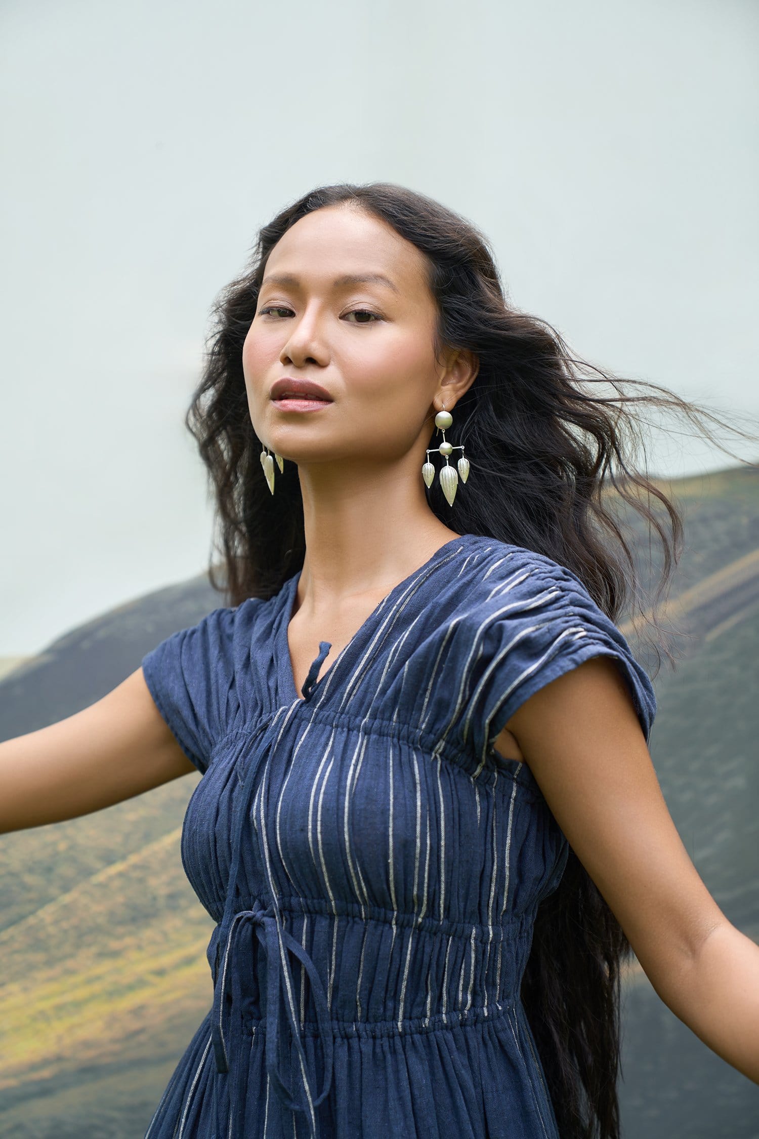 Cobalt blue Alternative maxi dress with tie-up front and flowing fabric, perfect for summer or casual occasions.