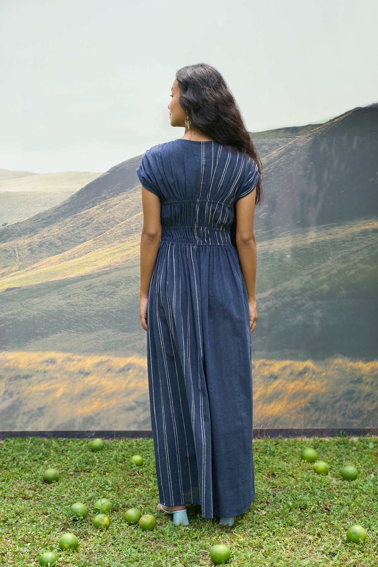 Cobalt blue Alternative maxi dress with tie-up front and flowing fabric, perfect for casual or summer wear.