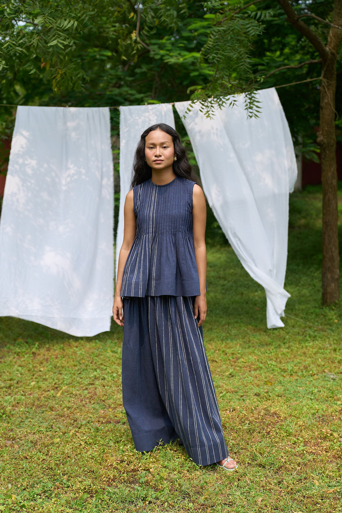 Cobalt pintucks skirt
