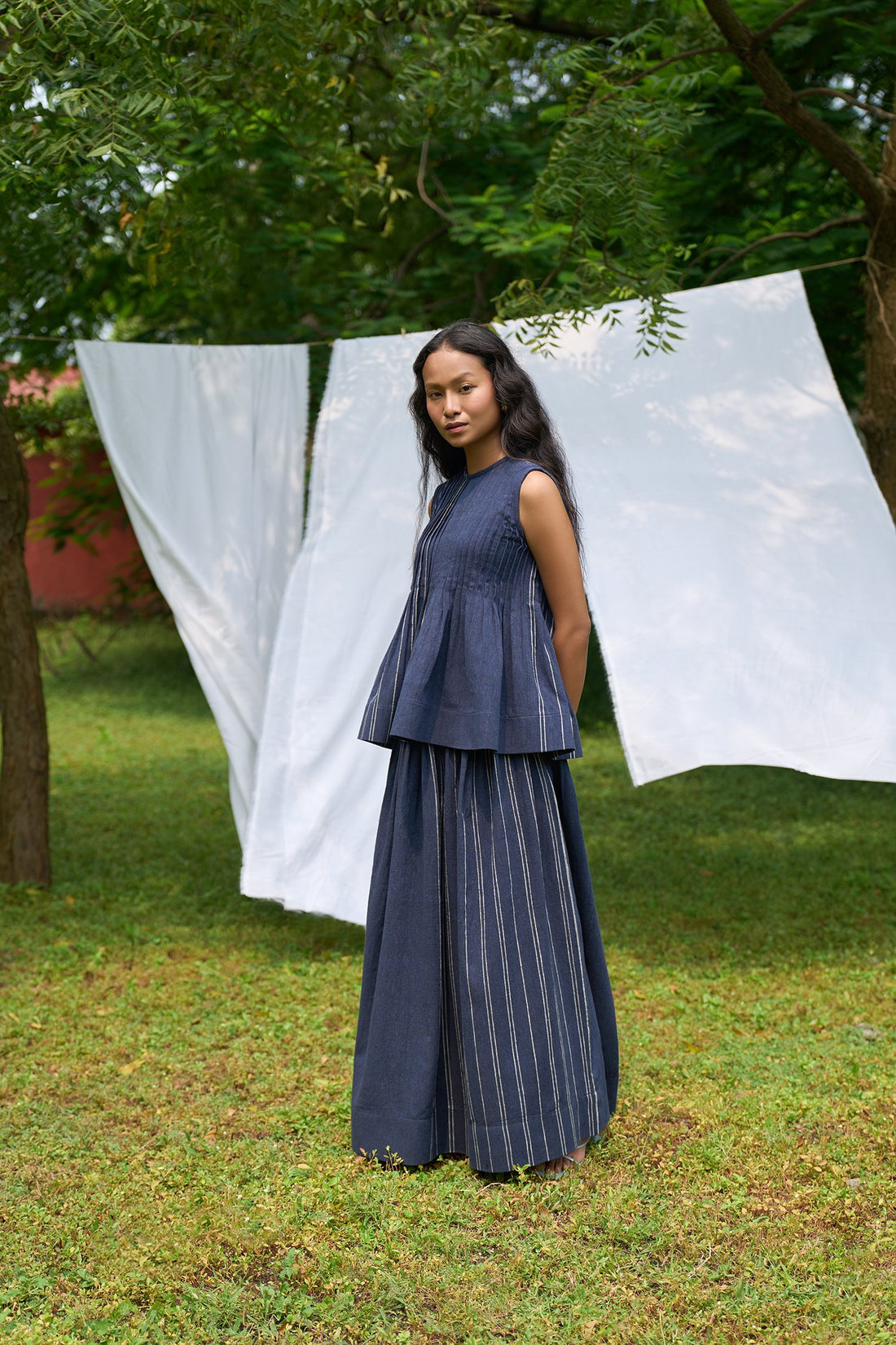 Cobalt pintucks skirt