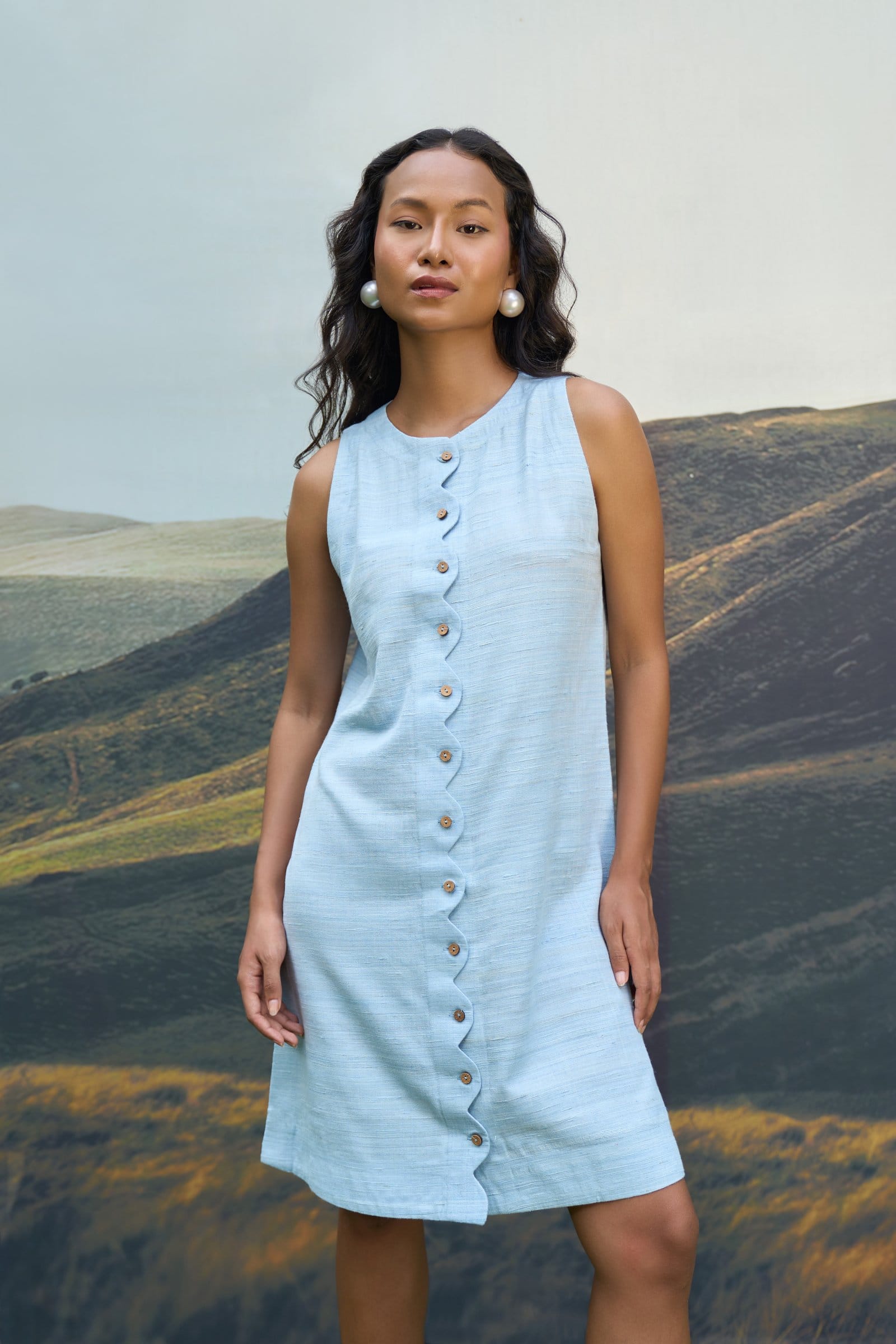 Alternative Petal sleeveless short dress, lightweight fabric with floral pattern, perfect for summer or casual wear.
