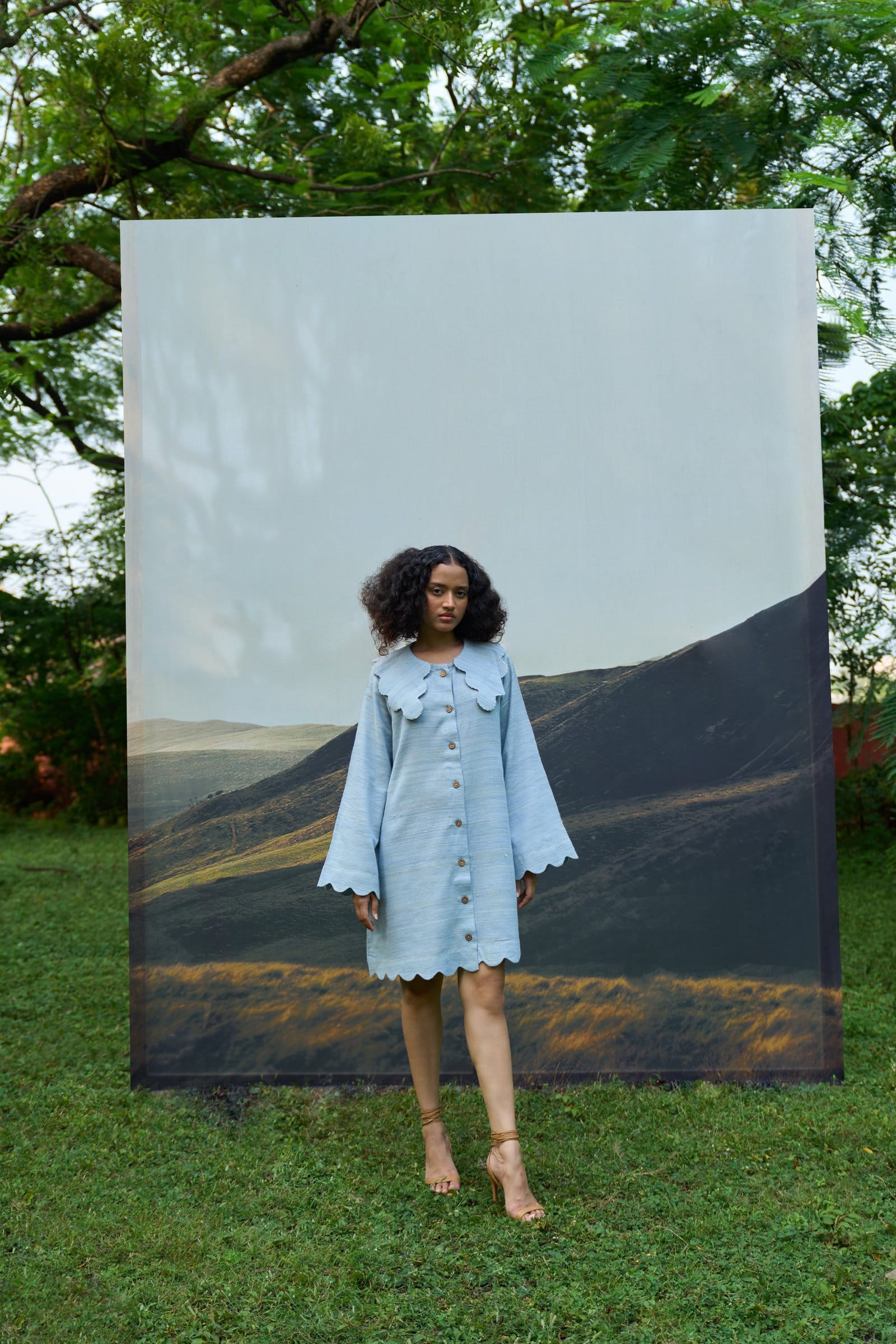 Alternative Petal scallop short dress with a flowy, lightweight fabric and scalloped hem, perfect for casual or summer wear.