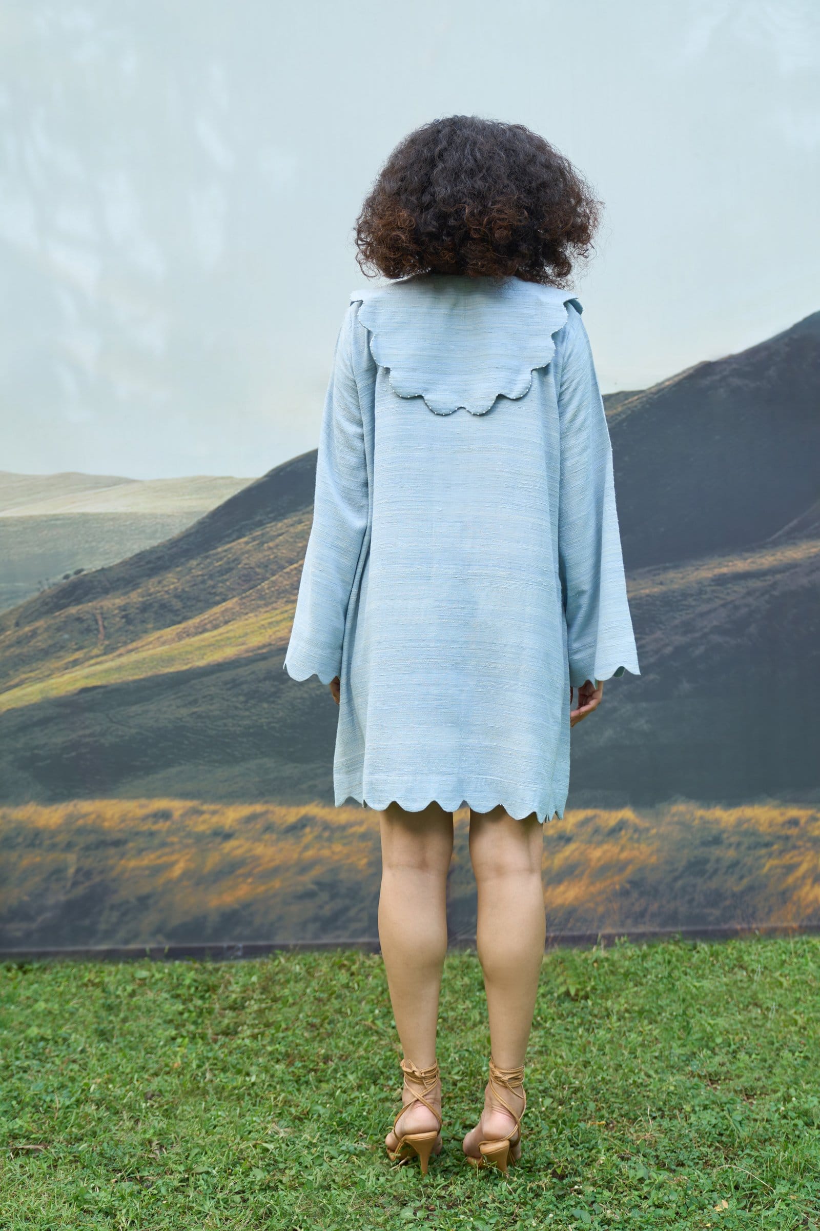 Alternative Petal scallop short dress with a flowy fabric and scalloped hem, perfect for casual summer wear.