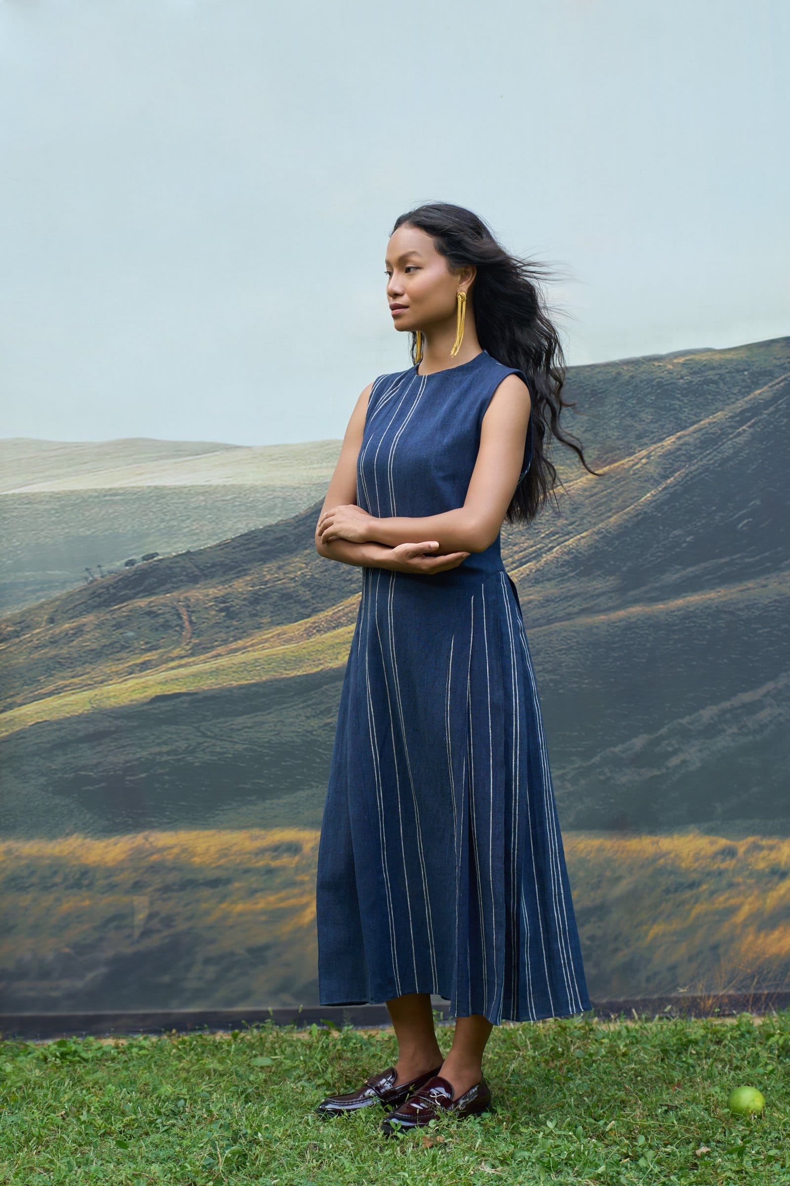 Cobalt panelled maxi dress by Alternative featuring a flowing silhouette and stylish design, perfect for elegant occasions.