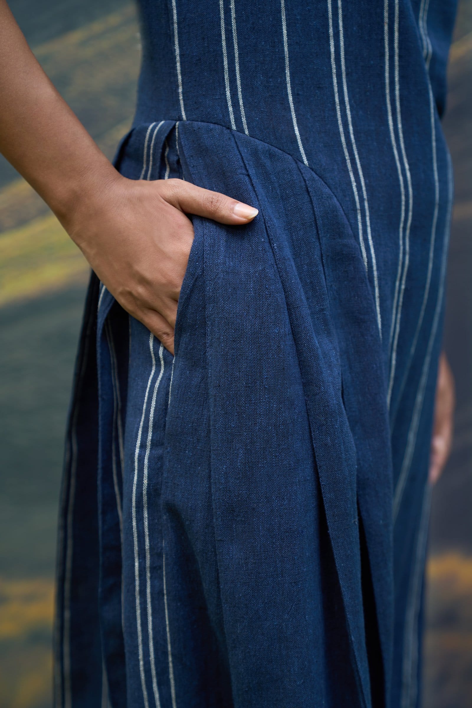 Cobalt panelled maxi dress by Alternative featuring a flowing design and vibrant blue color, perfect for stylish occasions.