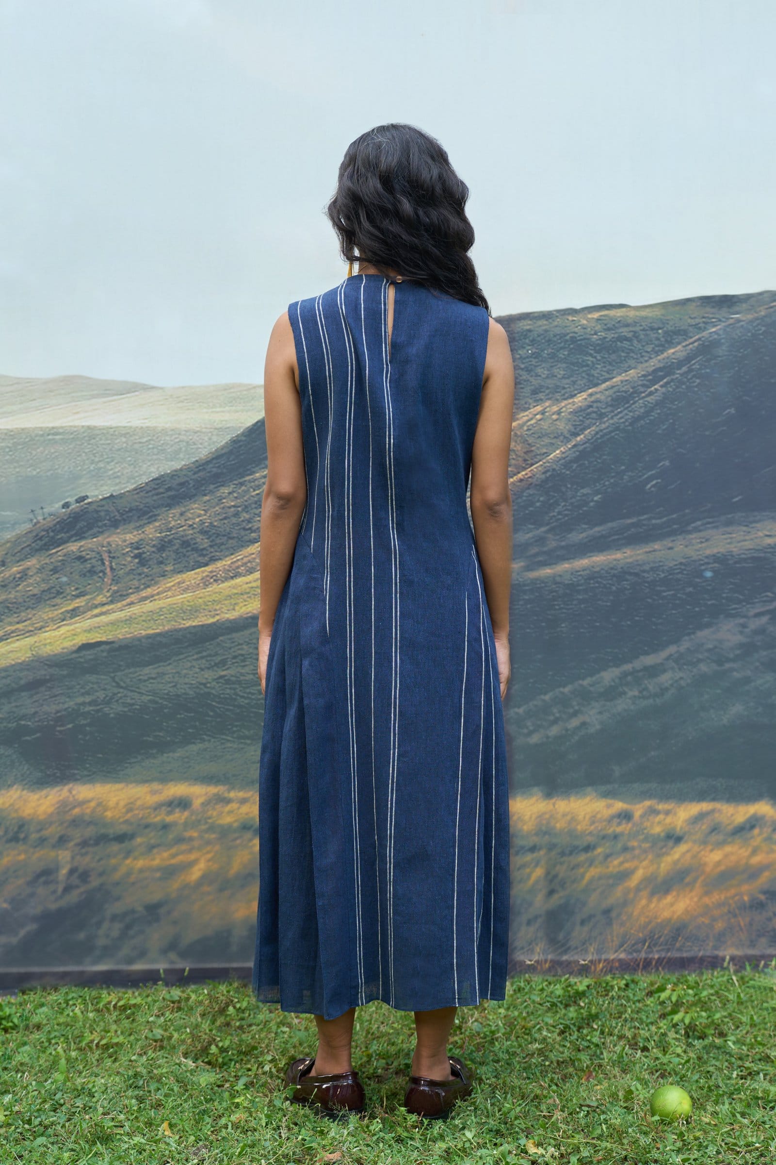 Cobalt panelled maxi dress by Alternative featuring a flowing design and stylish panel details, perfect for elegant occasions.