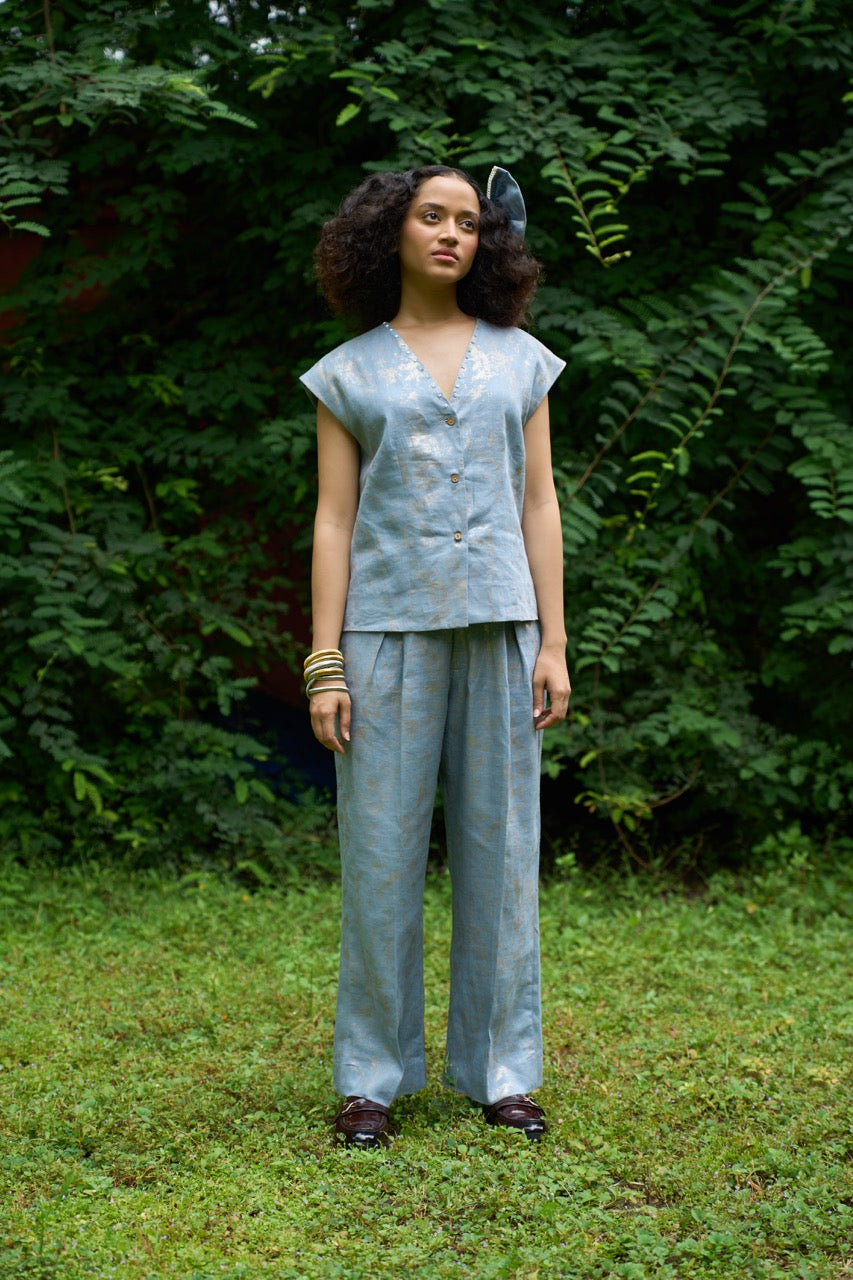 Azure vest & flared trousers set