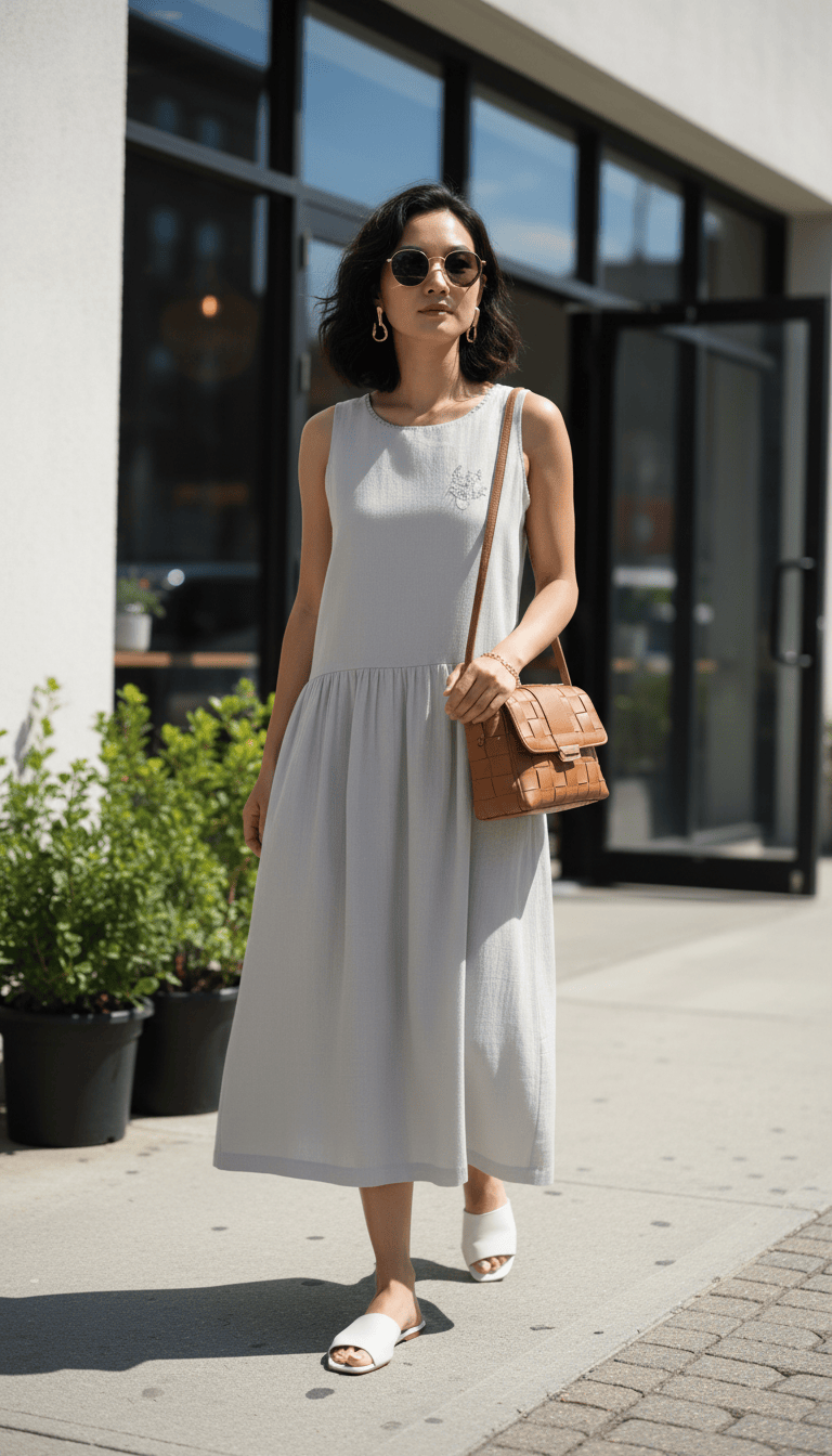Doodlage Susan grey dress with a relaxed fit, featuring soft fabric and stylish design, perfect for casual or semi-formal wear.
