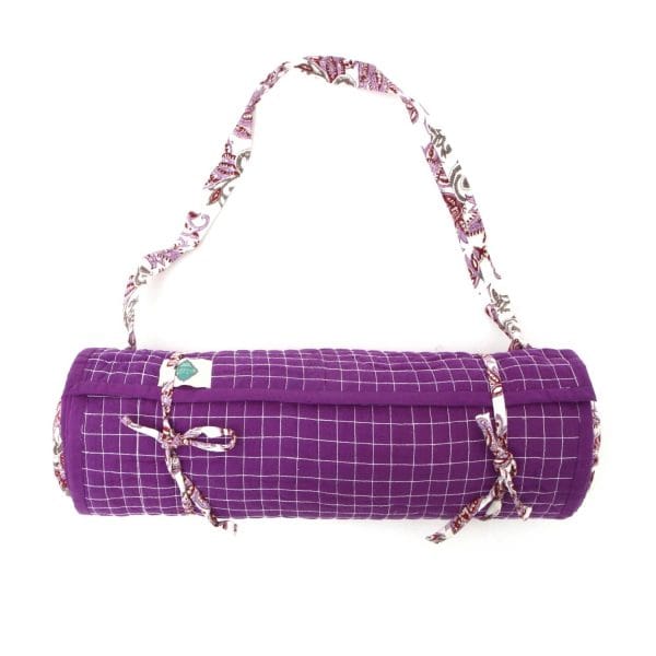 Violet Chintz beach mat by Bombaybirds, showcasing a vibrant floral pattern on a lightweight, portable outdoor mat.